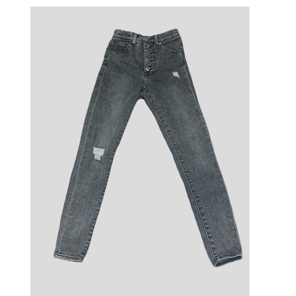 Express Skinny High Rise Distressed Fly Stretch Denim Jeans Women's 0 regular